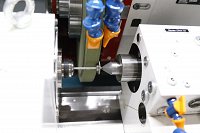 View of the Studer S21, which is used in the flexible production cell (Flex Cell). A prototype component (aluminium pump rotor) is being precision-ground here